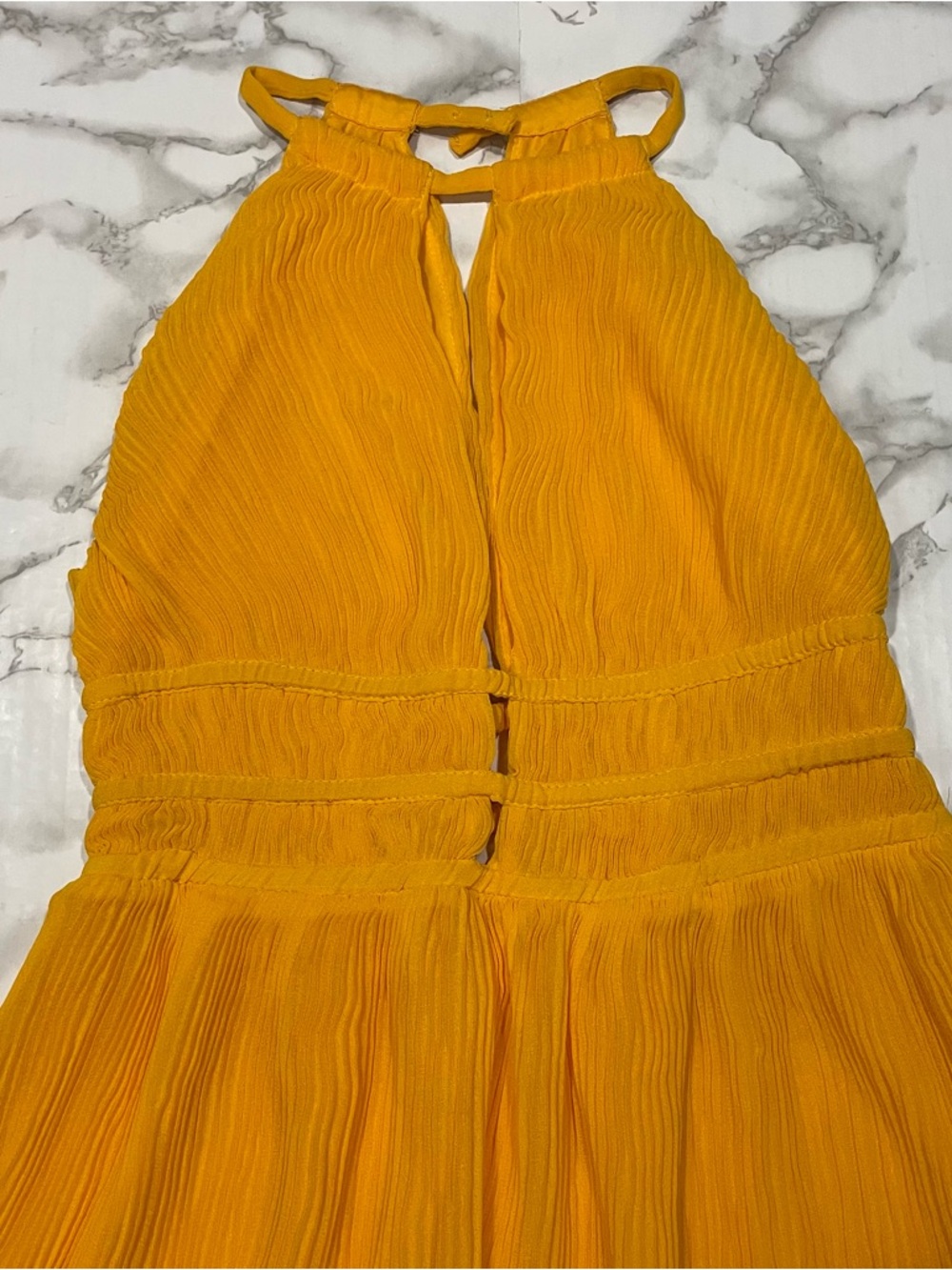 H&M Pleated Halter Neck Dress in Yellow